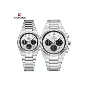 Naviforce Bond Chrono Watch For Couples Silver (NF-8048C-7)