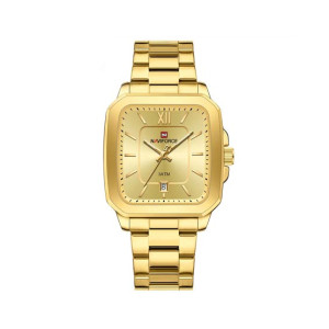 Naviforce Sleek Square Watch For Men Golden (NF-9239g-1)