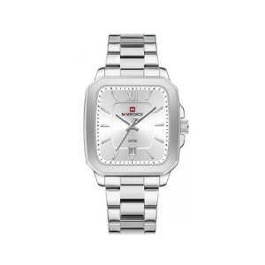 Naviforce Sleek Square Watch For Men Silver (NF-9239g-8)