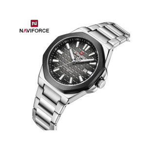 Naviforce Signature Textured Watch For Men Silver (NF-9258-9)