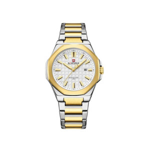 Naviforce Signature Textured Date Watch For Men Two Tone - (NF-9258-6)