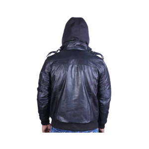 Toor Traders Biker Leather Jacket With Removable Hood For Men