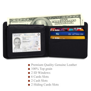 Blackbird Leathers Handmade Bifold Leather Wallet For Men Black