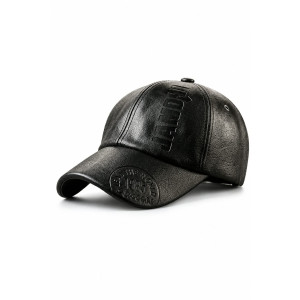 Stylish Casual Baseball Black Leather Cap for Men