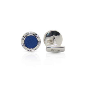 Cufflers Vintage Cufflinks Silver and Blue 1032 | Free Gift Box