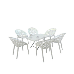 Boss Tree Chairs Set with Folding Steel Plastic Table White (BP-214-S)