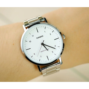 Casio White Dial Stainless Steel Watch For Women (LTP-VT03D-7B)