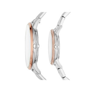 Fossil Three-Hand Stainless Steel Couple Watch Silver (FS5562SET)