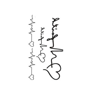 G-Mart Electrocardiogram Love Temporary Tattoo Sticker