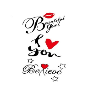 G-Mart I Love Beautiful Girl Temporary Tattoo Sticker