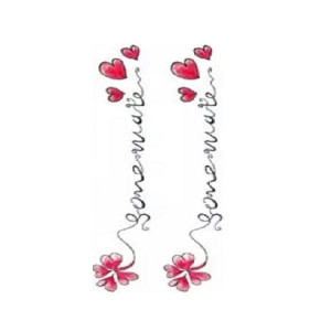 G-Mart Red Heart Blossom Flower Temporary Tattoo Sticker