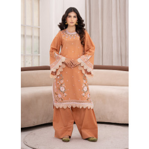Ahlam Caramel N Lace Embroidered Lawn Suit 2-piece