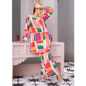 Ahlam Carnival Printed Linen kurta Set 2-piece