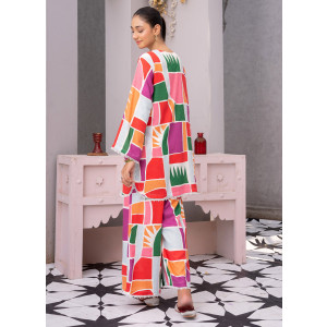 Ahlam Carnival Printed Linen kurta Set 2-piece