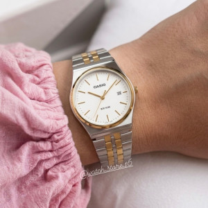 Casio White Dial Two-Tone Watch For Men (MTP-B145SG-7A)
