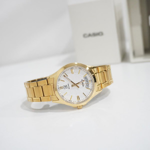 Casio Gold White Dial Masterpiece Watch For Men - (MTP-1381GD)