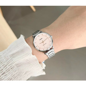 Casio Peach Dial Stainless Steel Watch For Women (LTP-VT04D-4A)