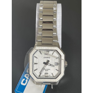 Casio White Textured Dial Stainless Steel Men's Watch (MTP-B195D-7A)