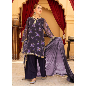 Ahlam Celestial Set Embroidered Printed Silk Suit 3-piece