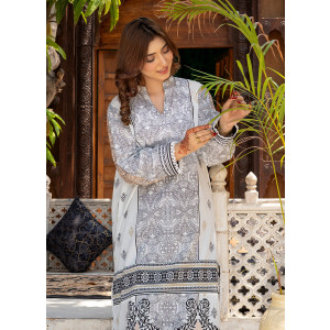 Ahlam Charcoal Bloom Printed Lawn Kurta Set 2-Piece