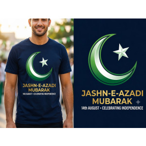 Genzshop Jashn-e-Azadi Mubarak Premium Graphic T-Shirt-Extra Large