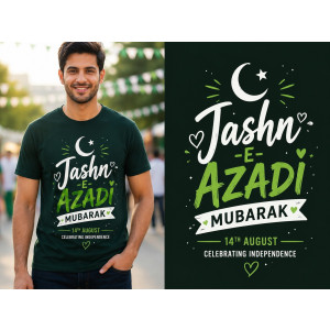 Genzshop Jashn-e-Azadi Mubarak Premium Graphic T-Shirt-Small