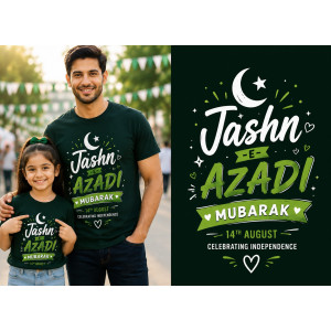 Genzshop Jashn-e-Azadi Mubarak Premium Graphic T-Shirt-Large