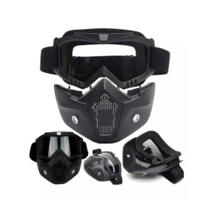 City Mart 2 In 1 Motorcycle Bike Detachable Helmet Goggles Mask