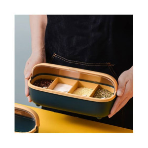 City Mart 4 Compartment Acrylic Spice Container Set