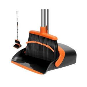 City Mart Broom and Dustpan Set with Adjustable Handle