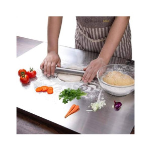 City Mart Stainless Steel Cutting Board and Rolling Pin Set