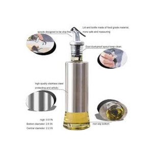 City Mart Steel Case Nozzle Glass Oil Bottle 300ml