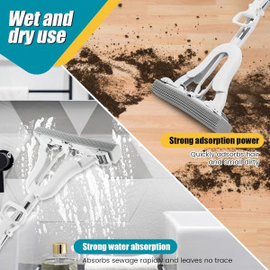 City Mart Adjustable Easy Self-Wringing Sponge Mop