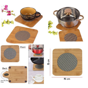 City Mart Bamboo Wooden Coaster Heat Pad