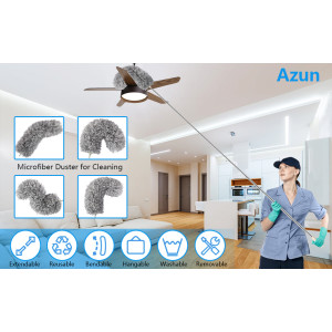 City Mart Microfiber Duster with Extension Pole Stainless Steel 30-100cm