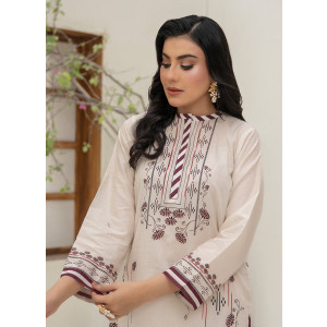 Ahlam Classic Beige Minimal Printed Lawn Kurta 1-piece