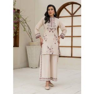 Ahlam Classic Beige Minimal Printed Lawn Kurta 1-piece