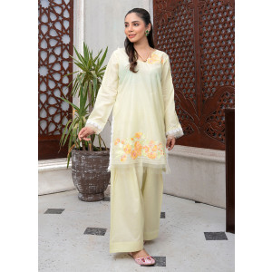 Ahlam Cream Dahlia Cotton Suit 2-Piece