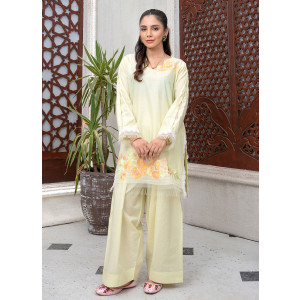 Ahlam Cream Dahlia Cotton Suit 2-Piece