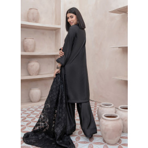 Ahlam Crimson Blossom Embroidery Raw Silk Suit 3-piece