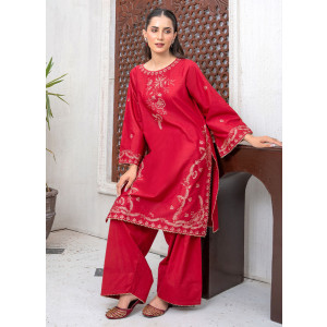 Ahlam Crimson Reverie Cotton Suit 2-Piece
