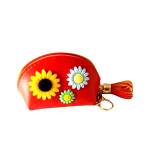 FS Couture Sunflower Coin Pouch Key Chain Red