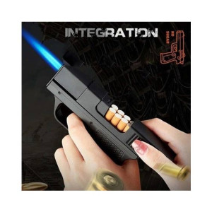 Shop Zone Pistol Gun Shaped Lighter & Hidden Cigarette Case - 10 Cig