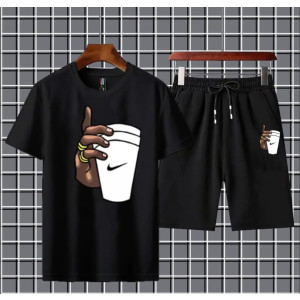 Fashion Flies Half Sleeves Printed Tracksuit Cotton O Neck For Men & Boys
