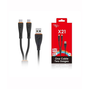 Itel 2 in1 Multi Charging Cable - Black (ICD-X21)