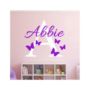 Butterflies Custom Name Wall Decal For Girl Bedroom
