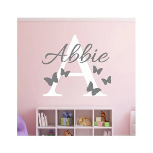 Butterflies Custom Name Wall Decal For Girl Bedroom