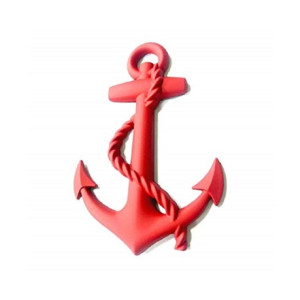 Ferozi Traders Anchor 3D Car Decoration Sticker Logo - Red