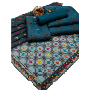 Mob Store Balochi Unstitched Khadi Net 3Pcs Suit