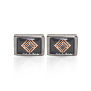 Cufflers Vintage Black Rectangle Cufflinks - (1026)